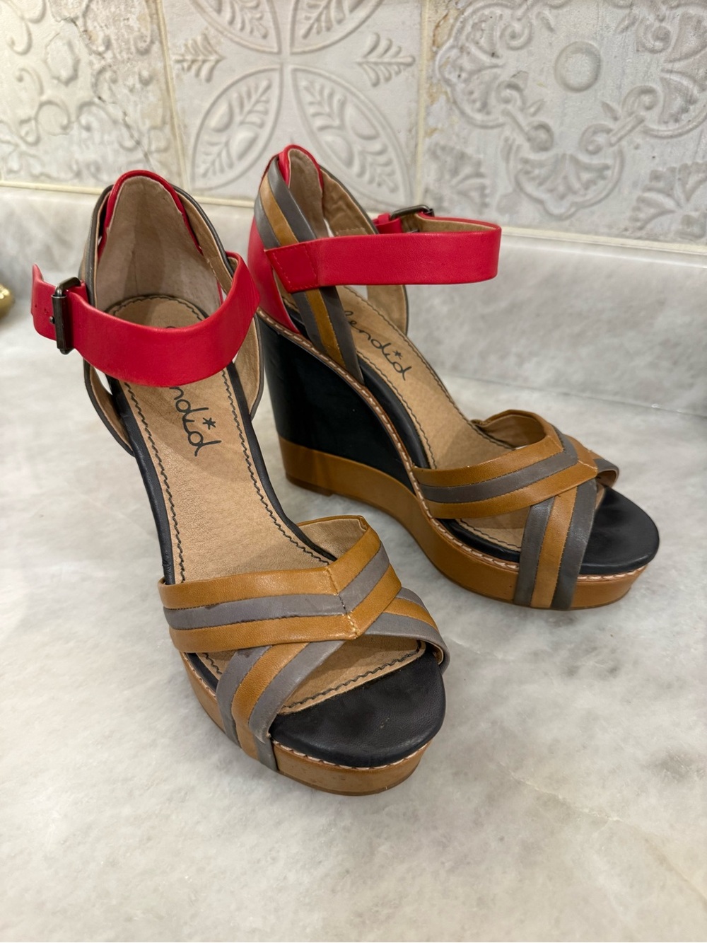 Splendid Multicolor Strappy Platform Wedge Sandals